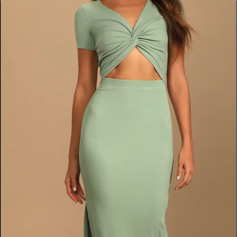 Lulus sage green midi dress